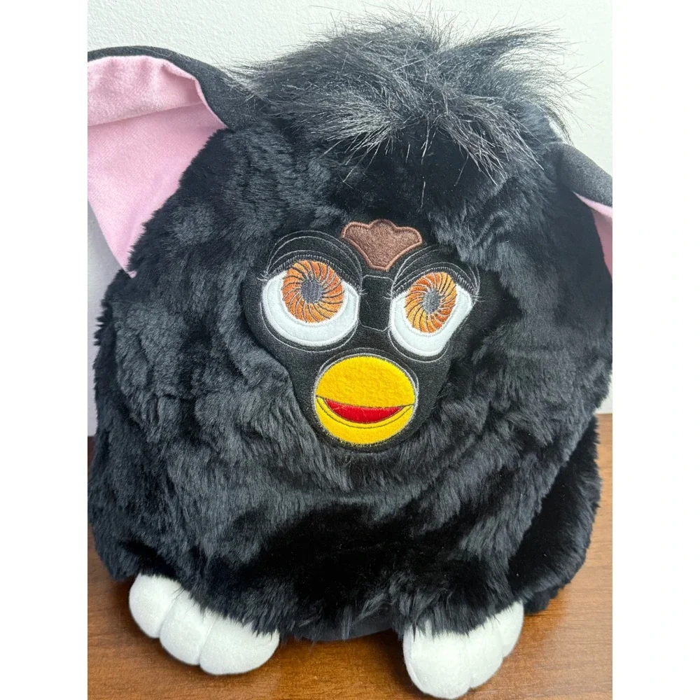 Vintage Furby Plush Backpack Black‎ Faux Fur Pink Ears Y2K Kidcore New with Tags